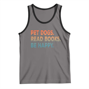 Dog Book Lovers Tank Top Retro Pet Dogs Read Books Be Happy TS10 Deep Heather Black Print Your Wear