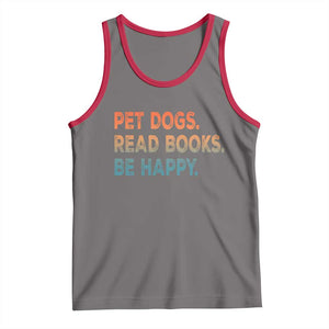 Dog Book Lovers Tank Top Retro Pet Dogs Read Books Be Happy TS10 Deep Heather Red Print Your Wear