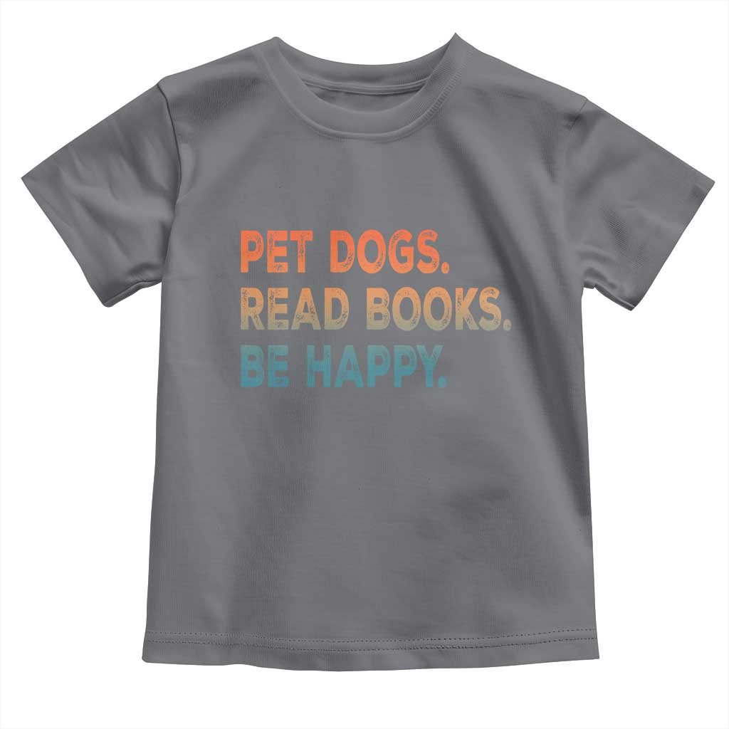 Dog Book Lovers Toddler T Shirt Retro Pet Dogs Read Books Be Happy TS10 Charcoal Print Your Wear