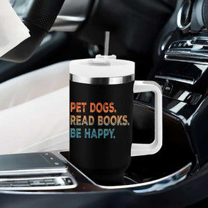 Dog Book Lovers Tumbler With Handle Retro Pet Dogs Read Books Be Happy TS10 Print Your Wear