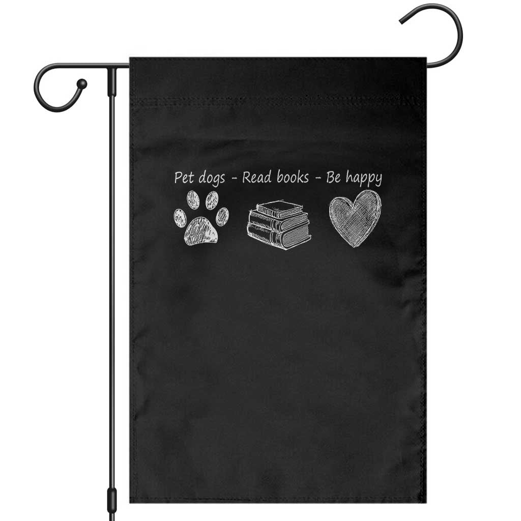 Funny Dog Book Lovers Garden Flag Pet Dogs Read Books Be Happy TS10 Black Print Your Wear