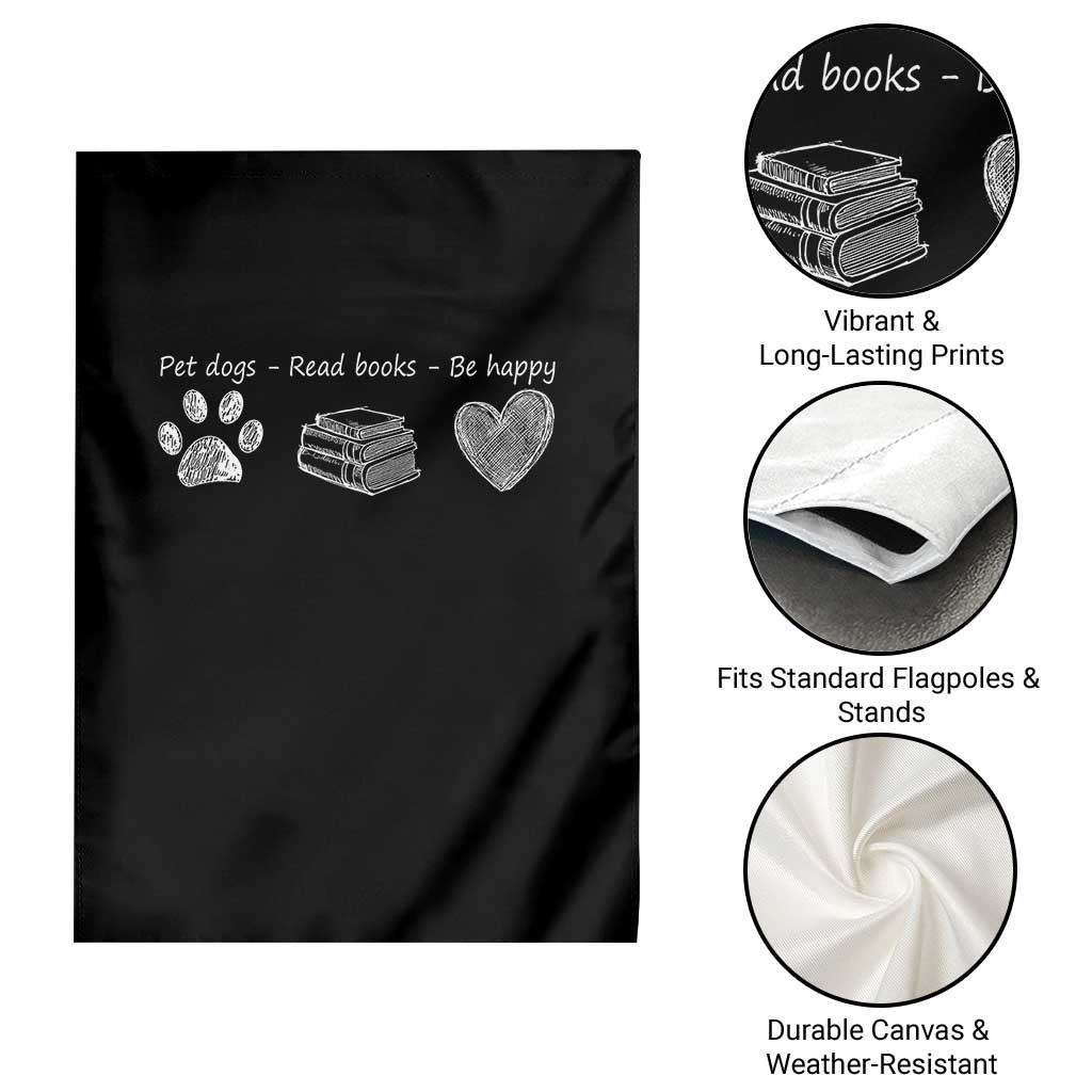 Funny Dog Book Lovers Garden Flag Pet Dogs Read Books Be Happy TS10 Print Your Wear