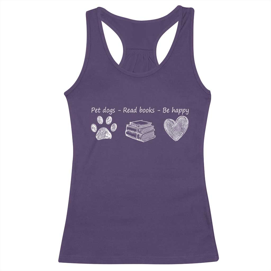 Funny Dog Book Lovers Racerback Tank Top Pet Dogs Read Books Be Happy TS10 Purple Print Your Wear