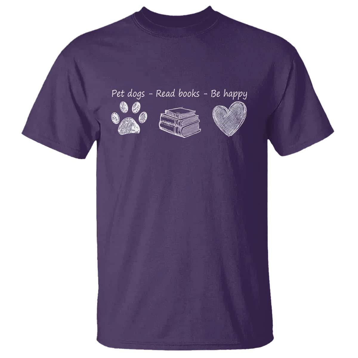 Funny Dog Book Lovers T Shirt Pet Dogs Read Books Be Happy TS10 Purple Print Your Wear