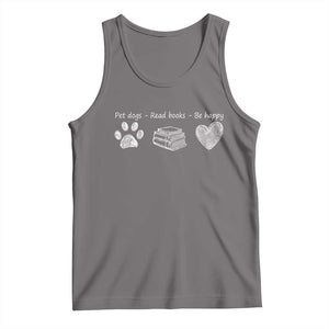Funny Dog Book Lovers Tank Top Pet Dogs Read Books Be Happy TS10 Deep Heather Print Your Wear