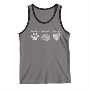 Funny Dog Book Lovers Tank Top Pet Dogs Read Books Be Happy TS10 Deep Heather Black Print Your Wear