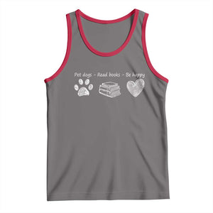Funny Dog Book Lovers Tank Top Pet Dogs Read Books Be Happy TS10 Deep Heather Red Print Your Wear