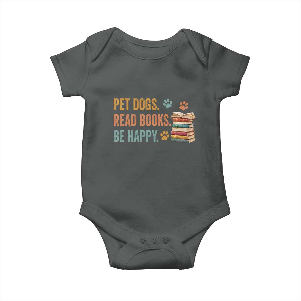 Retro Dog Book Lovers Baby Onesie Bookish Dog Mom Gift TS10 Dark Heather Print Your Wear