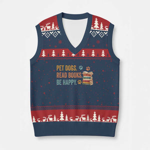 Retro Dog Book Lovers V-Neck Knit Sweater Vest Bookish Dog Mom Gift TS10 Navy Red Print Your Wear