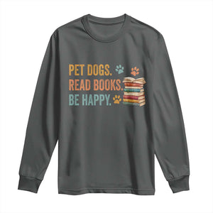 Retro Dog Book Lovers Long Sleeve Shirt Bookish Dog Mom Gift TS10 Dark Heather Print Your Wear
