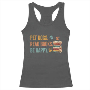Retro Dog Book Lovers Racerback Tank Top Bookish Dog Mom Gift TS10 Dark Heather Print Your Wear