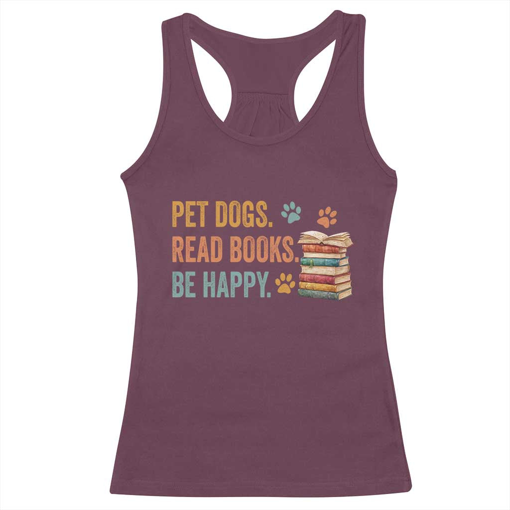 Retro Dog Book Lovers Racerback Tank Top Bookish Dog Mom Gift TS10 Maroon Print Your Wear