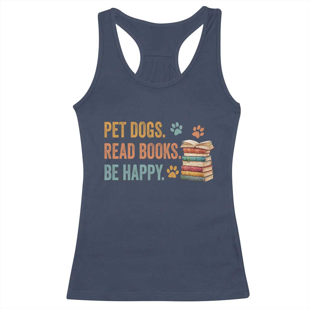 Retro Dog Book Lovers Racerback Tank Top Bookish Dog Mom Gift TS10 Navy Print Your Wear