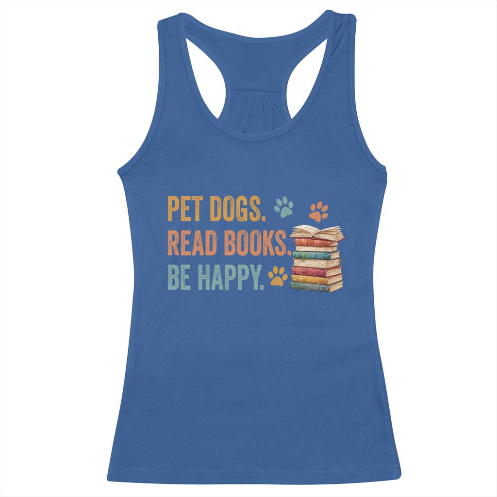 Retro Dog Book Lovers Racerback Tank Top Bookish Dog Mom Gift TS10 Royal Blue Print Your Wear