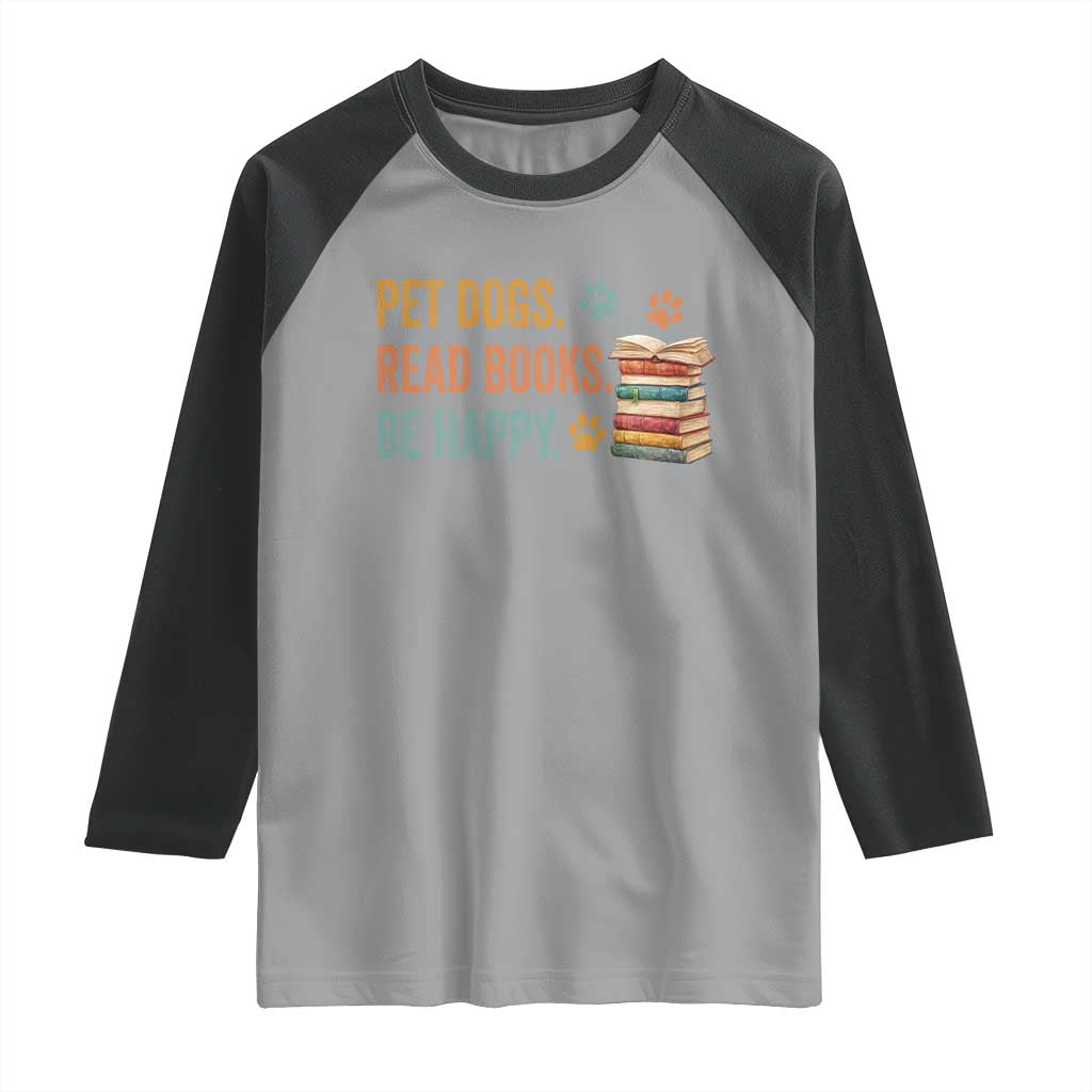 Retro Dog Book Lovers Raglan Shirt Bookish Dog Mom Gift TS10 Sport Gray Black Print Your Wear
