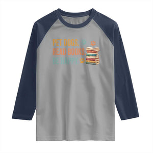Retro Dog Book Lovers Raglan Shirt Bookish Dog Mom Gift TS10 Sport Gray Navy Print Your Wear