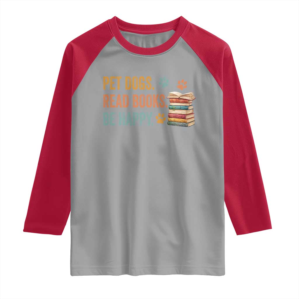 Retro Dog Book Lovers Raglan Shirt Bookish Dog Mom Gift TS10 Sport Gray Red Print Your Wear