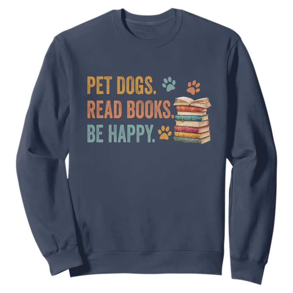Retro Dog Book Lovers Sweatshirt Bookish Dog Mom Gift TS10 Navy Print Your Wear