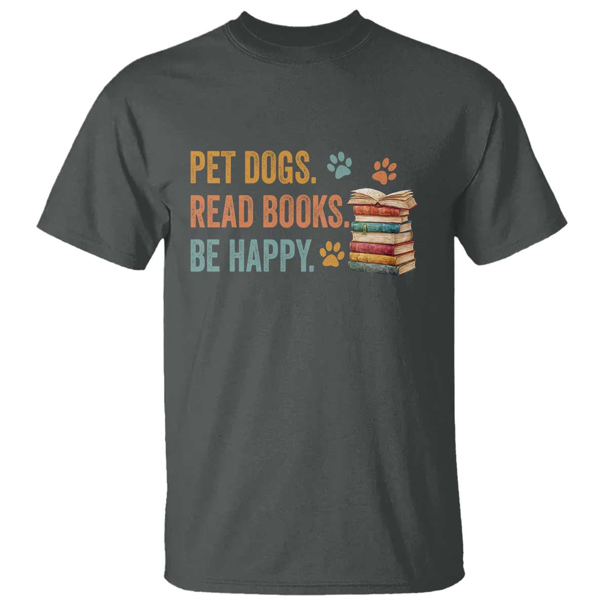 Retro Dog Book Lovers T Shirt Bookish Dog Mom Gift TS10 Dark Heather Print Your Wear