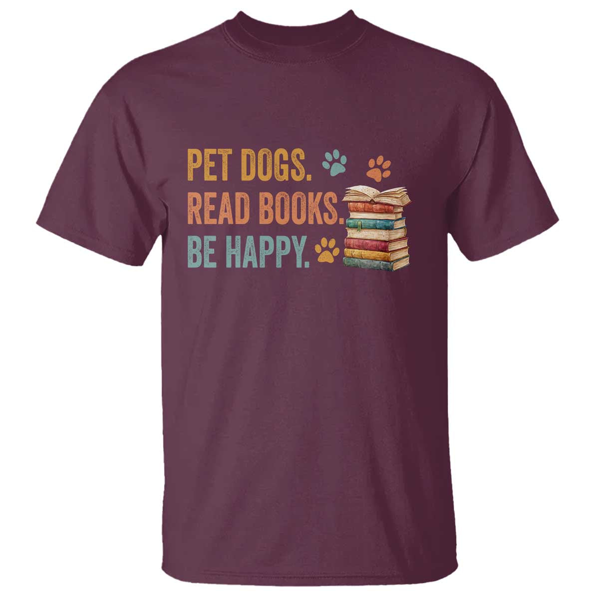 Retro Dog Book Lovers T Shirt Bookish Dog Mom Gift TS10 Maroon Print Your Wear