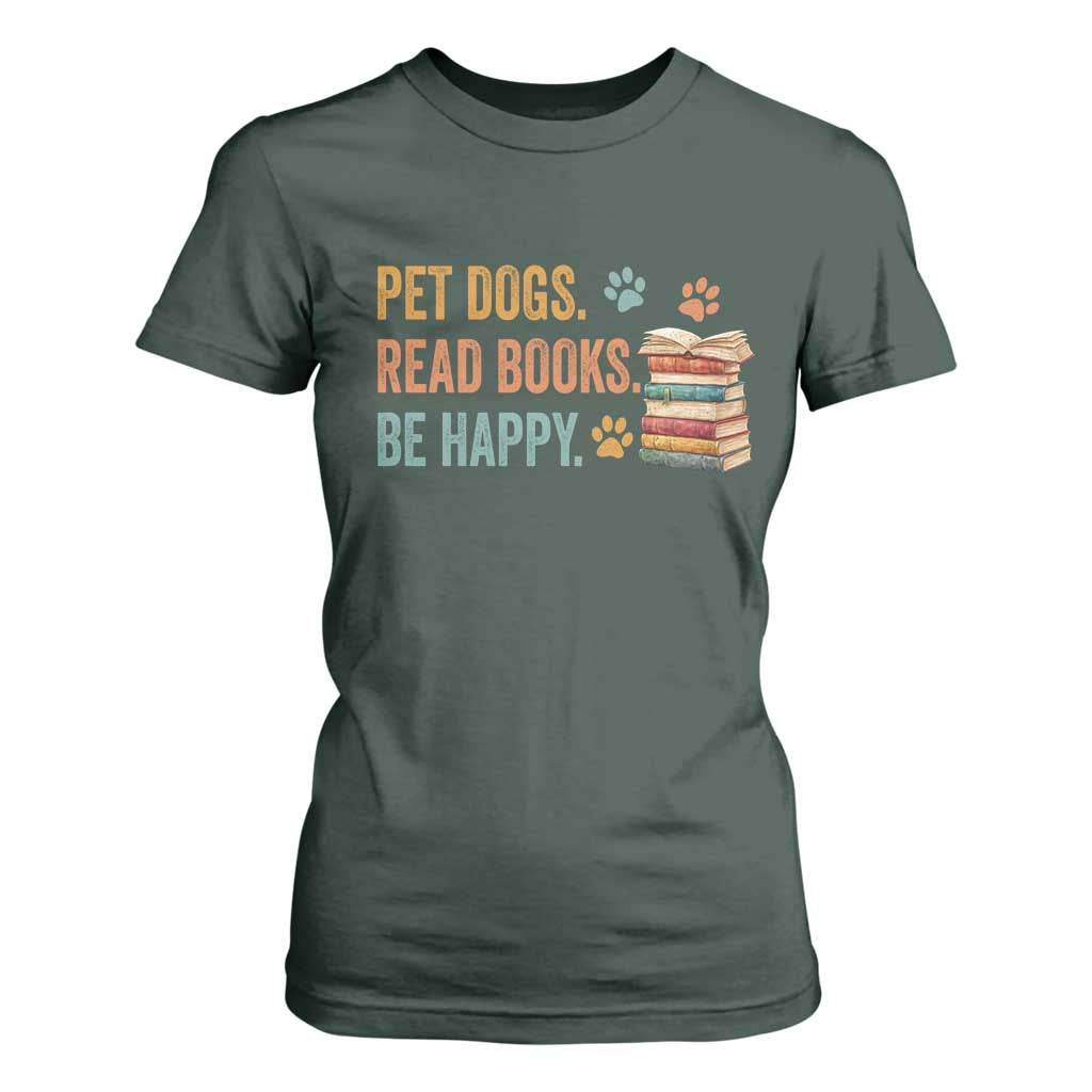 Retro Dog Book Lovers T Shirt For Women Bookish Dog Mom Gift TS10 Dark Forest Green Print Your Wear