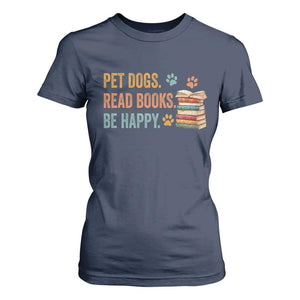 Retro Dog Book Lovers T Shirt For Women Bookish Dog Mom Gift TS10 Navy Print Your Wear