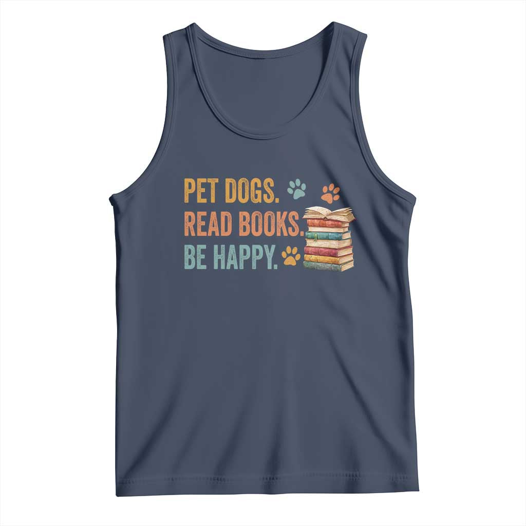 Retro Dog Book Lovers Tank Top Bookish Dog Mom Gift TS10 Navy Print Your Wear