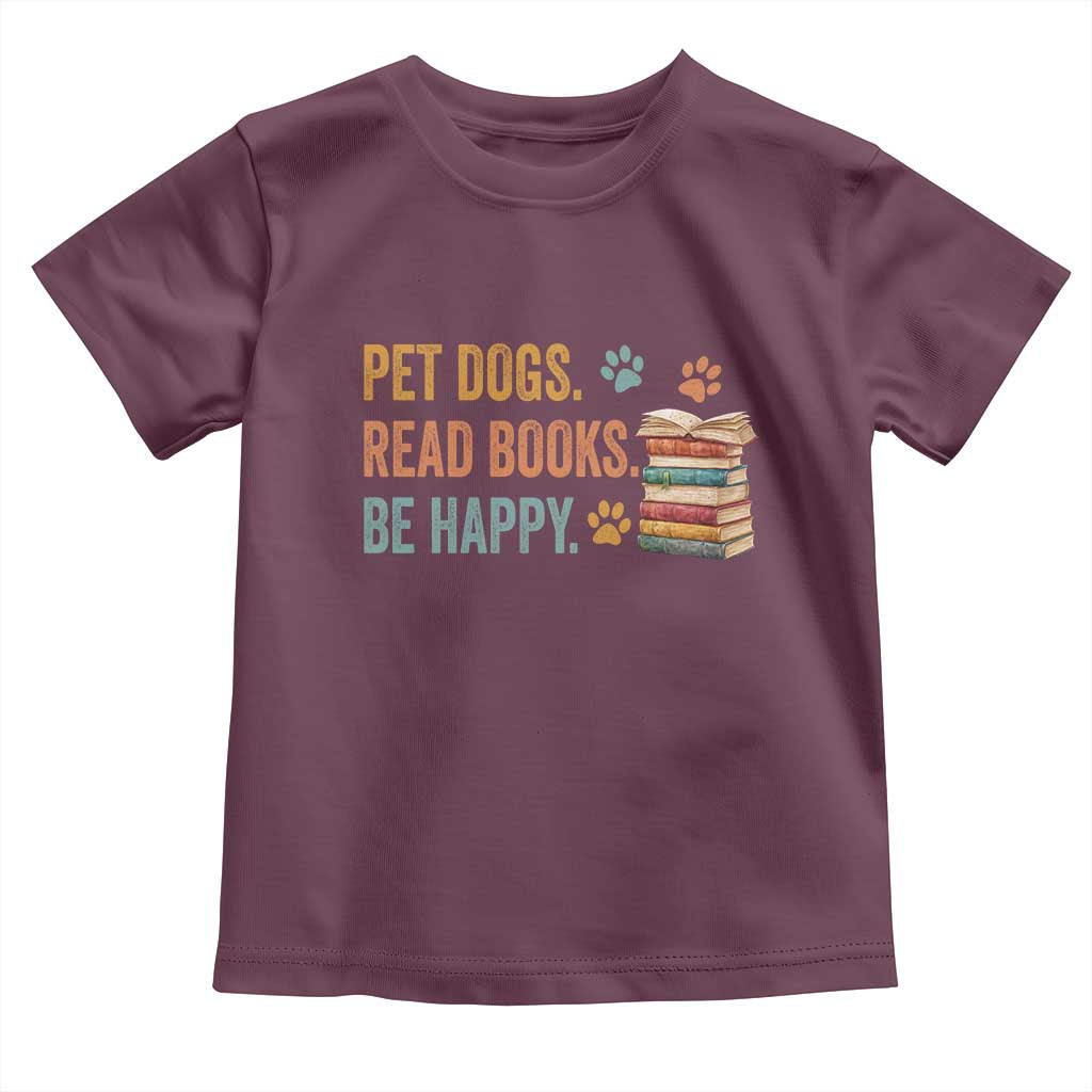 Retro Dog Book Lovers Toddler T Shirt Bookish Dog Mom Gift TS10 Maroon Print Your Wear
