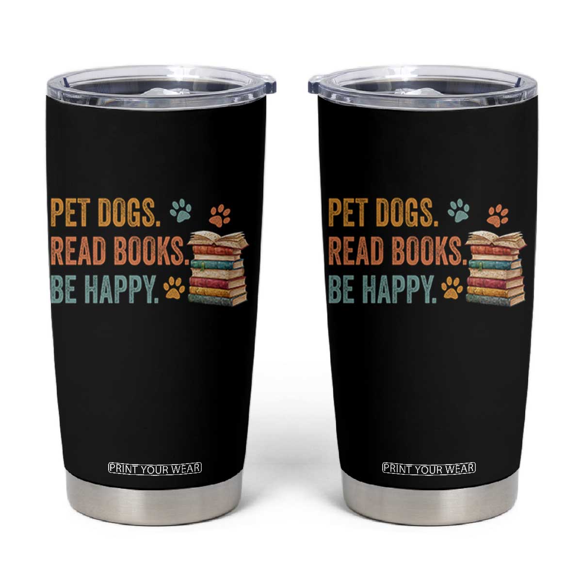 Retro Dog Book Lovers Tumbler Cup Bookish Dog Mom Gift TS10 Black Print Your Wear