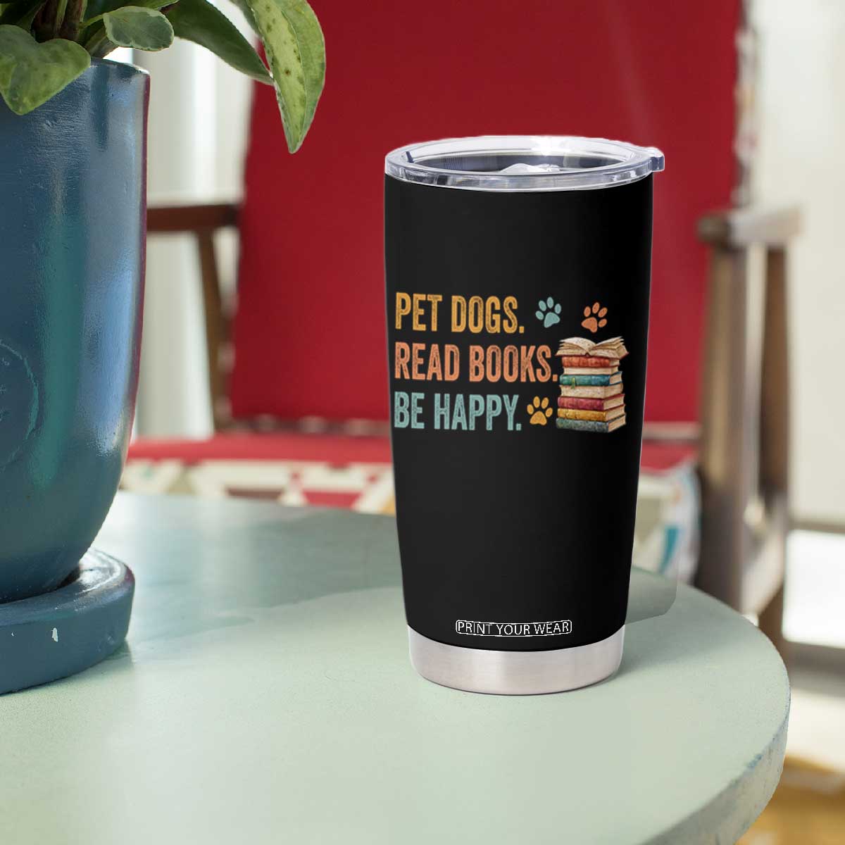 Retro Dog Book Lovers Tumbler Cup Bookish Dog Mom Gift TS10 Print Your Wear