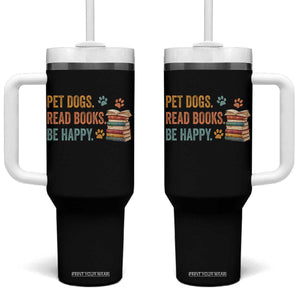 Retro Dog Book Lovers Tumbler With Handle Bookish Dog Mom Gift TS10 One Size: 40 oz Black Print Your Wear