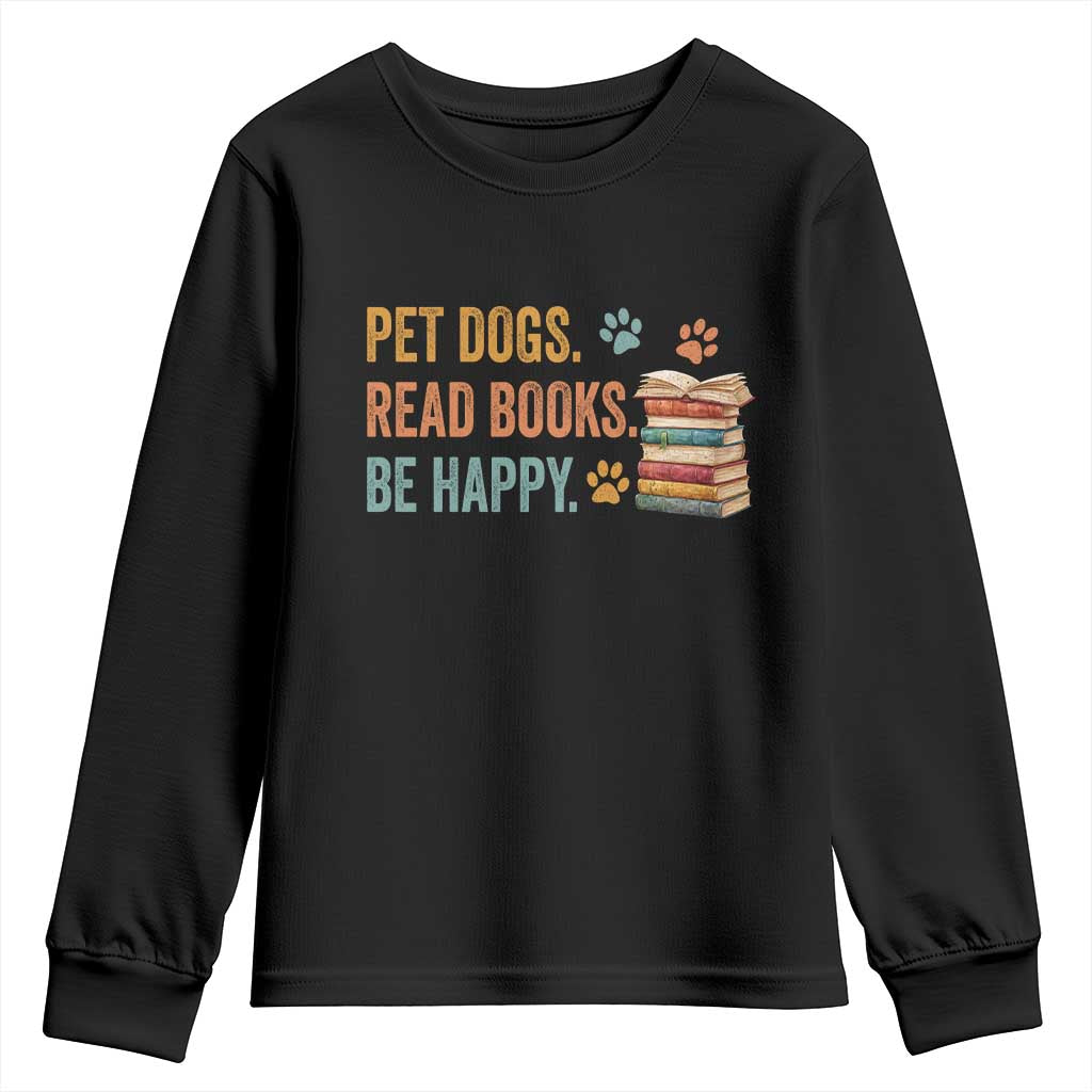 Retro Dog Book Lovers Youth Sweatshirt Bookish Dog Mom Gift TS10 Black Print Your Wear