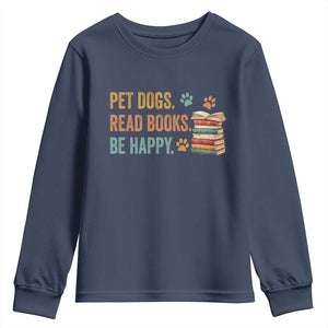 Retro Dog Book Lovers Youth Sweatshirt Bookish Dog Mom Gift TS10 Navy Print Your Wear