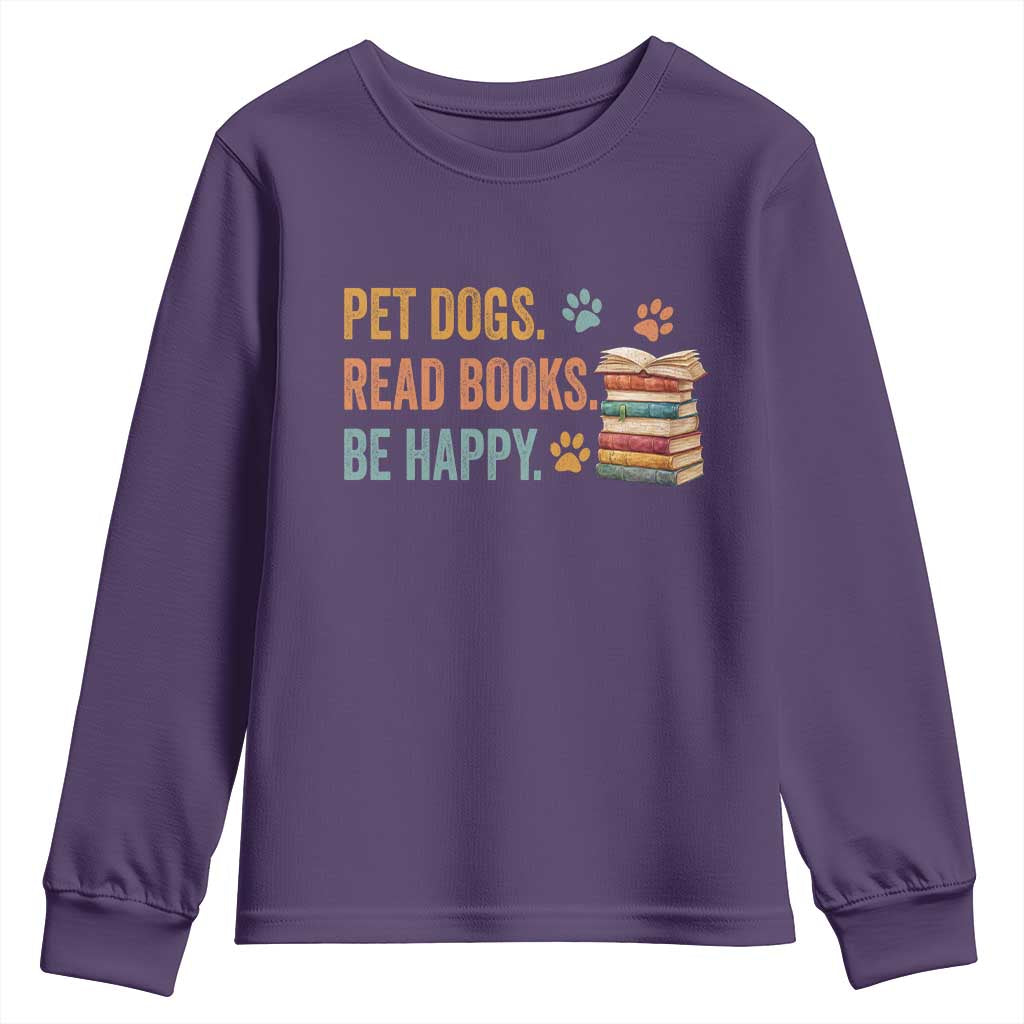 Retro Dog Book Lovers Youth Sweatshirt Bookish Dog Mom Gift TS10 Purple Print Your Wear
