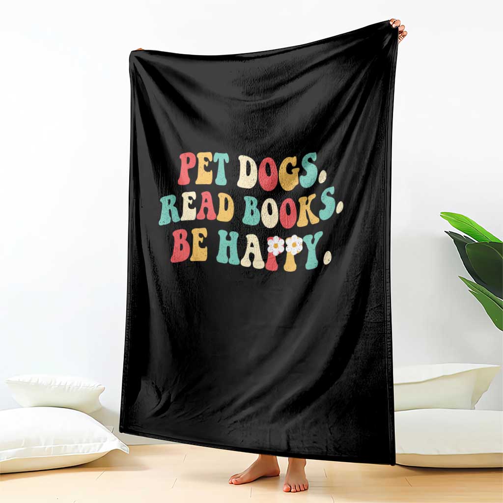 Dog Book Lover Throw Blanket Retro Groovy Flower Bookish Dog Mom Gift TS10 Print Your Wear