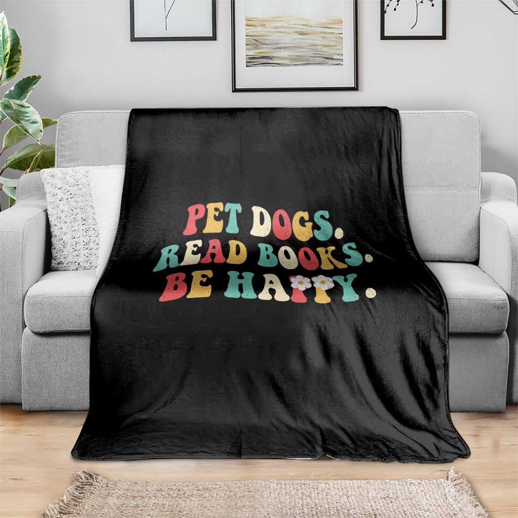 Dog Book Lover Throw Blanket Retro Groovy Flower Bookish Dog Mom Gift TS10 Print Your Wear