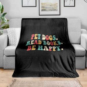 Dog Book Lover Throw Blanket Retro Groovy Flower Bookish Dog Mom Gift TS10 Print Your Wear