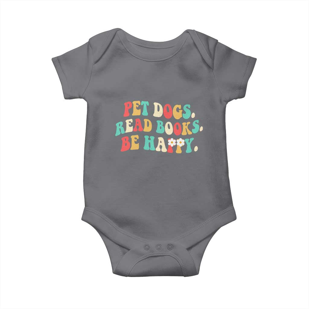 Dog Book Lover Baby Onesie Retro Groovy Flower Bookish Dog Mom Gift TS10 Charcoal Print Your Wear