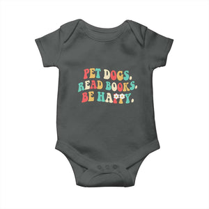 Dog Book Lover Baby Onesie Retro Groovy Flower Bookish Dog Mom Gift TS10 Dark Heather Print Your Wear