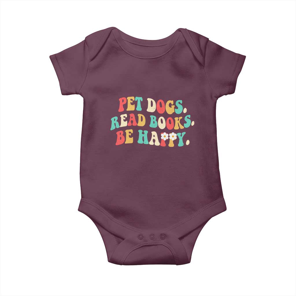 Dog Book Lover Baby Onesie Retro Groovy Flower Bookish Dog Mom Gift TS10 Maroon Print Your Wear
