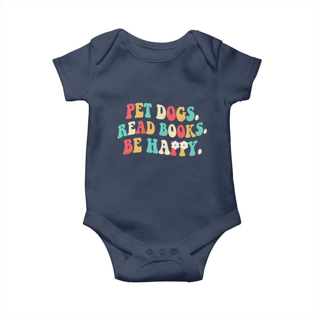 Dog Book Lover Baby Onesie Retro Groovy Flower Bookish Dog Mom Gift TS10 Navy Print Your Wear