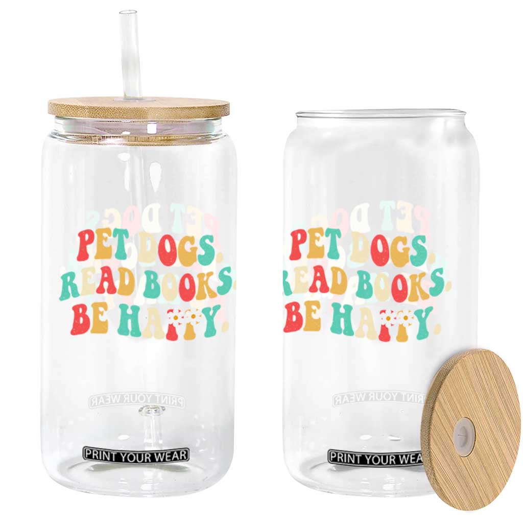 Dog Book Lover Glass Can Retro Groovy Flower Bookish Dog Mom Gift TS10 Print Your Wear
