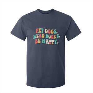 Dog Book Lover T Shirt For Kid Retro Groovy Flower Bookish Dog Mom Gift TS10 Navy Print Your Wear
