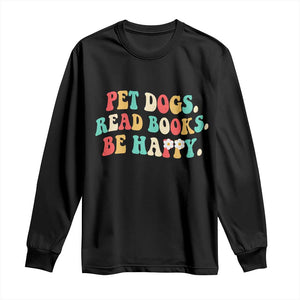 Dog Book Lover Long Sleeve Shirt Retro Groovy Flower Bookish Dog Mom Gift TS10 Black Print Your Wear