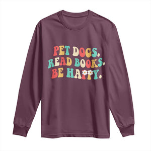 Dog Book Lover Long Sleeve Shirt Retro Groovy Flower Bookish Dog Mom Gift TS10 Maroon Print Your Wear