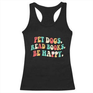 Dog Book Lover Racerback Tank Top Retro Groovy Flower Bookish Dog Mom Gift TS10 Black Print Your Wear