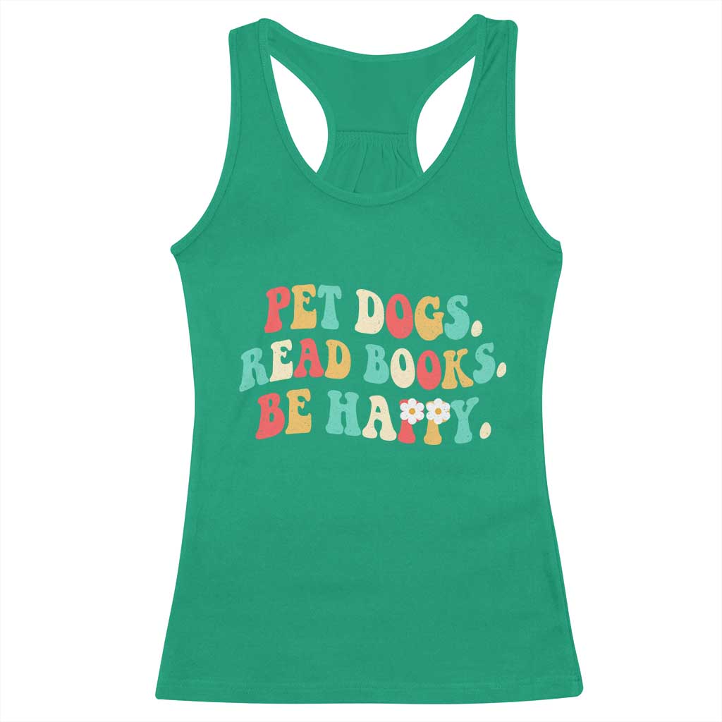 Dog Book Lover Racerback Tank Top Retro Groovy Flower Bookish Dog Mom Gift TS10 Irish Green Print Your Wear