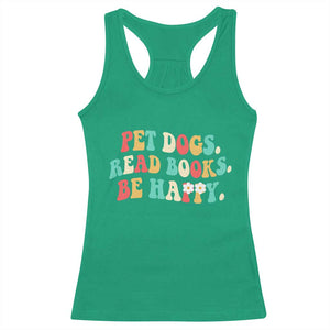Dog Book Lover Racerback Tank Top Retro Groovy Flower Bookish Dog Mom Gift TS10 Irish Green Print Your Wear