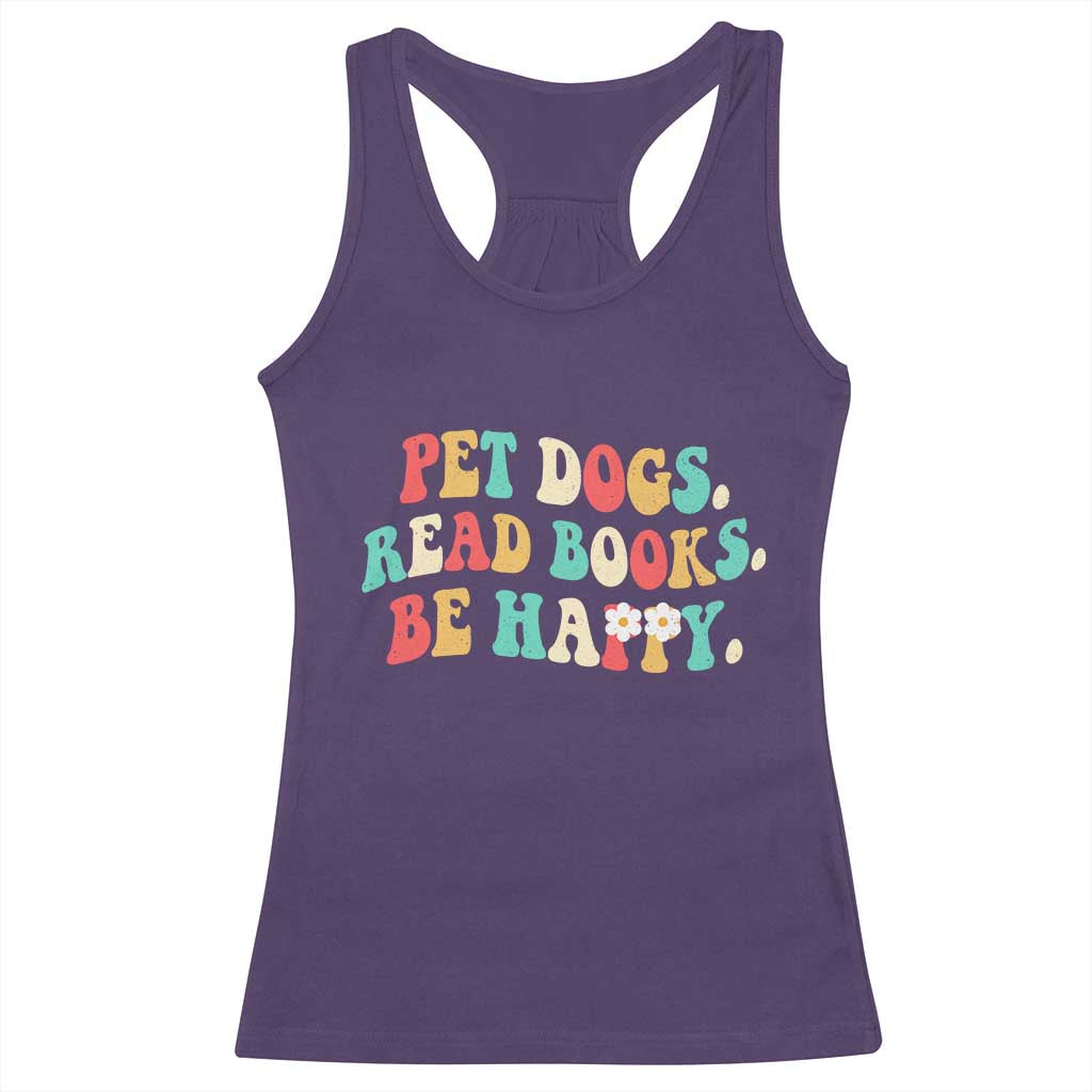 Dog Book Lover Racerback Tank Top Retro Groovy Flower Bookish Dog Mom Gift TS10 Purple Print Your Wear