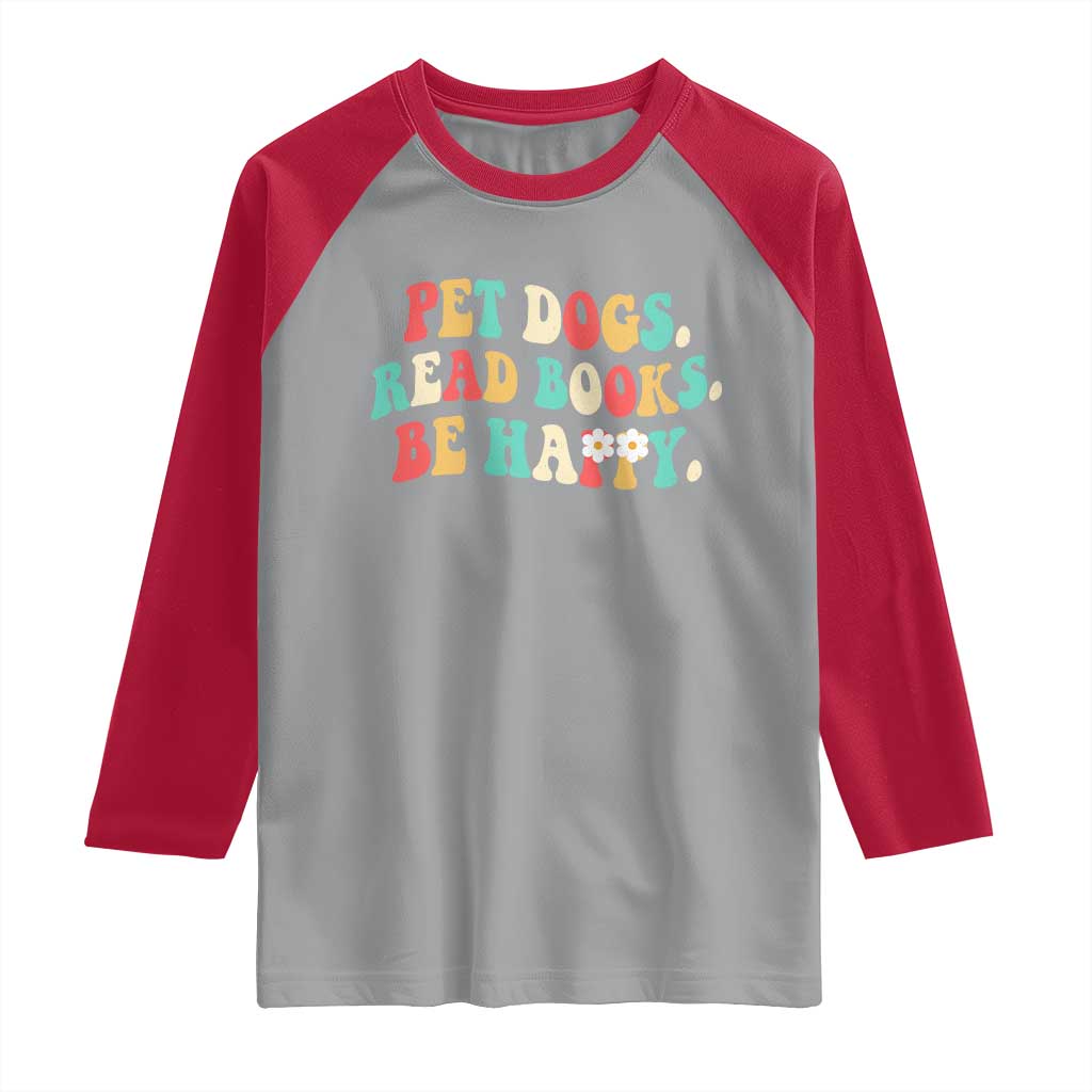 Dog Book Lover Raglan Shirt Retro Groovy Flower Bookish Dog Mom Gift TS10 Sport Gray Red Print Your Wear